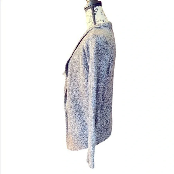 Lou & gray black white tight knit long sleeve open cardigan sweater marled XS - Picture 2 of 8